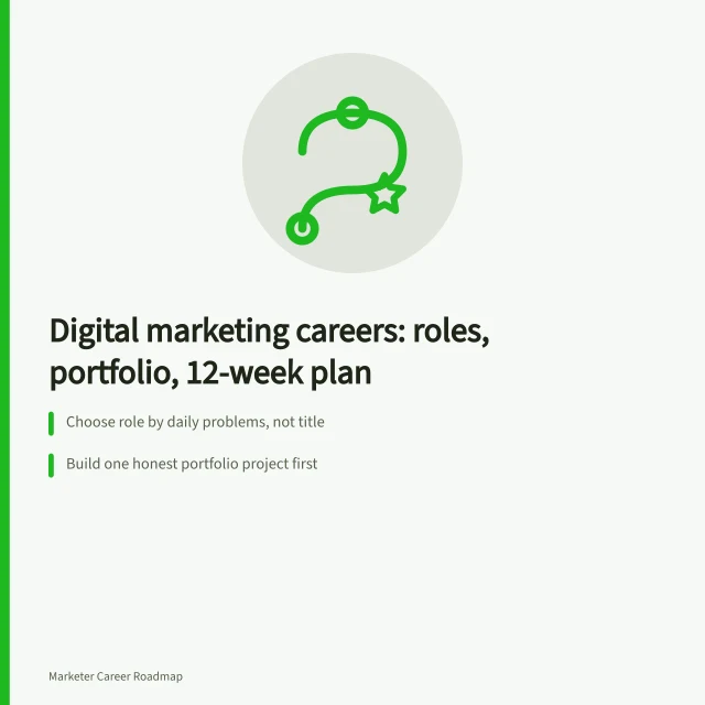 Digital marketing careers guide with roles, portfolio, and 12-week plan. How to think about digital marketing careers